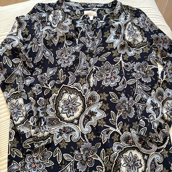 LOFT Navy Floral Button Front Floral Dress - Picture 5 of 6